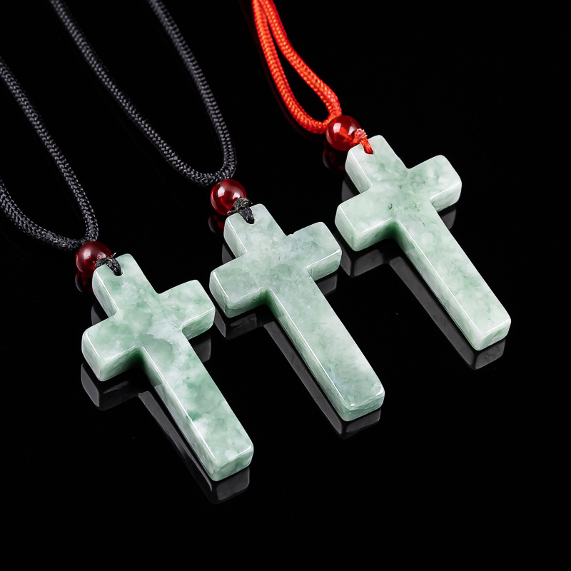Women Accessories For Gift - Myanmar Jadeite Cross Pendant Necklace Burmese