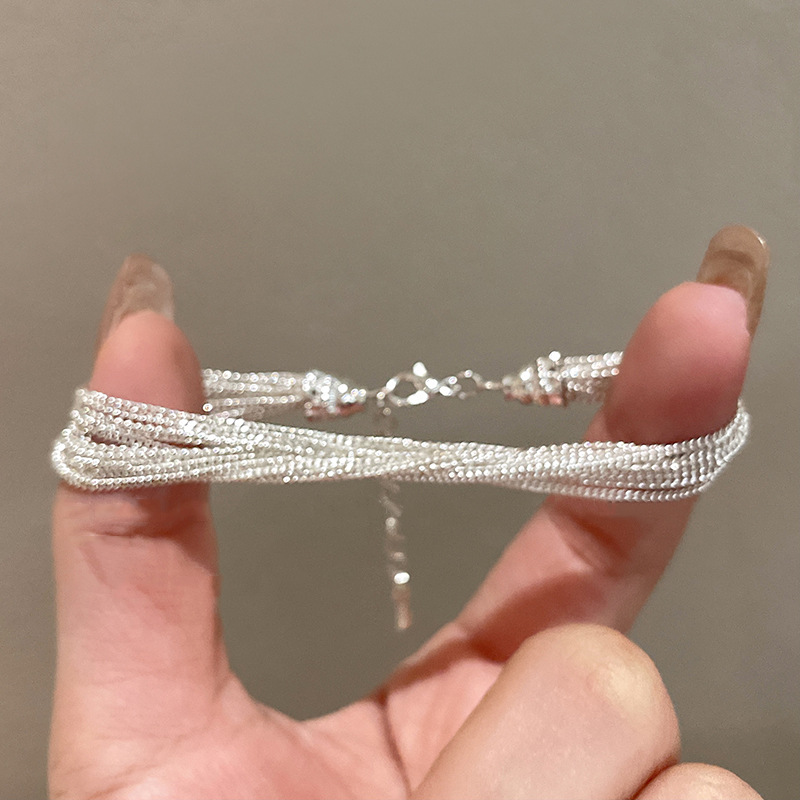 Resin Bangle Bracelet - New 925 Sterling Silver Multi-layer Chain