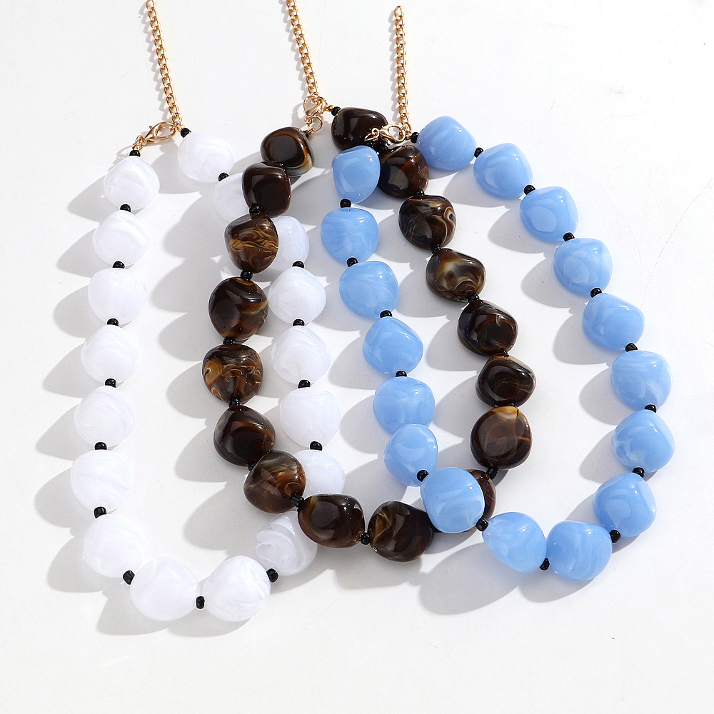 Resin Bangle Bracelet - Boho Acrylic Geometric Irregular Beads Choker
