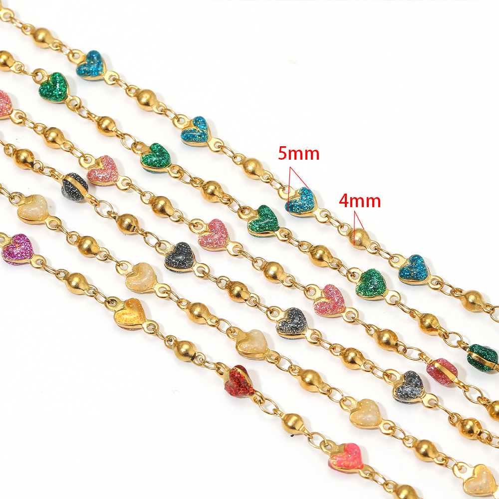 Beaded Anklet Chain - 1 Meter Stainless Steel 5mm Width