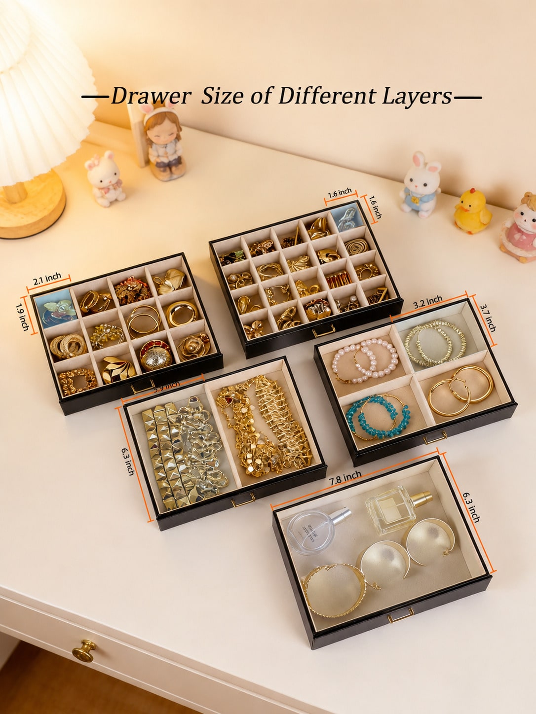 1PC Large 6-Layer PU Leather J - Women Accessories Drawer recension och pris