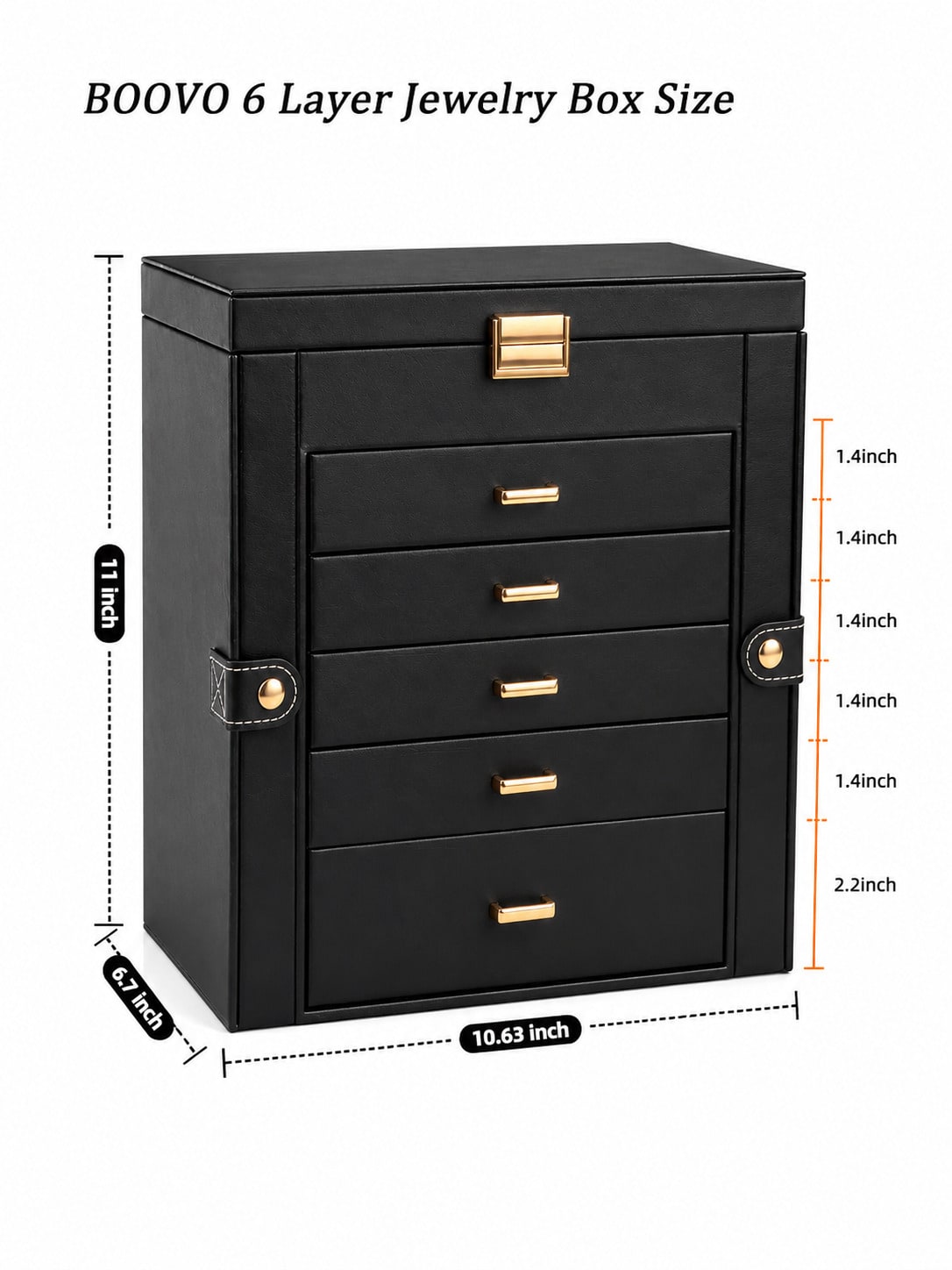 1PC Large 6-Layer PU Leather J - Women Accessories Drawer recension och pris