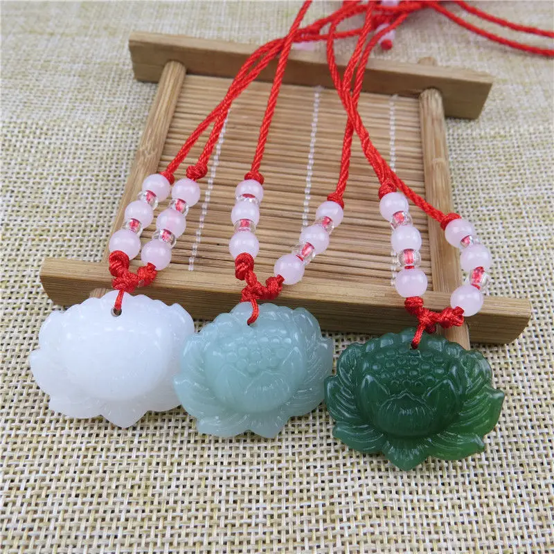 Natural Green Jade Lotus Penda - Women Accessories For Gift recension och pris