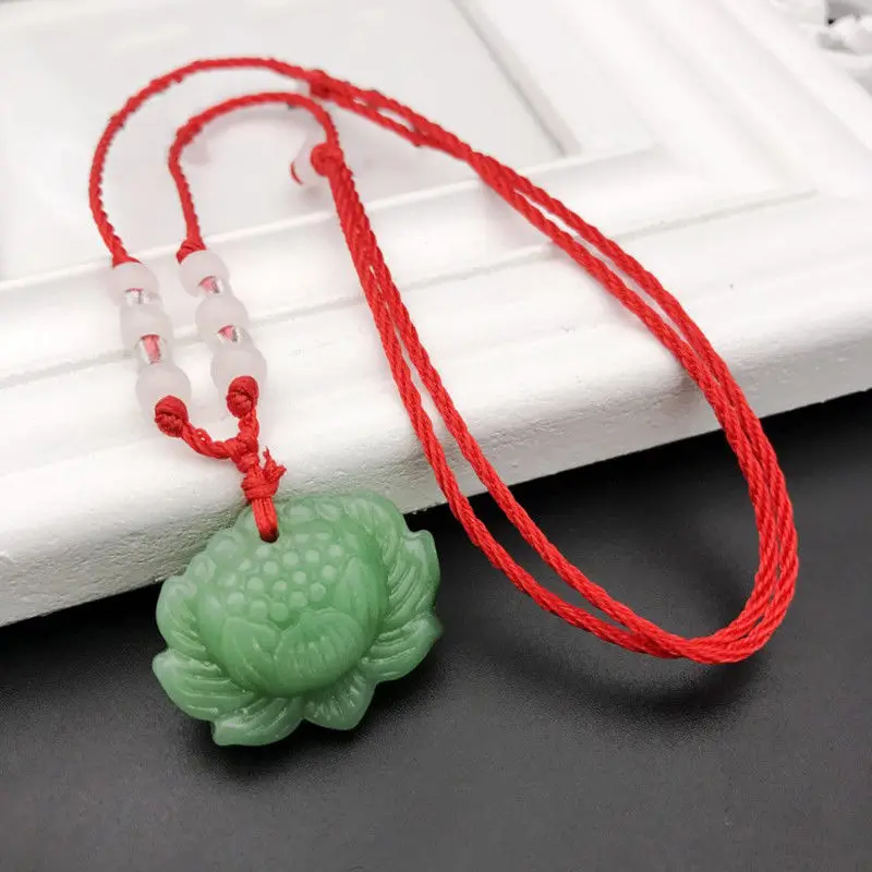 Natural Green Jade Lotus Penda - Women Accessories For Gift recension och pris