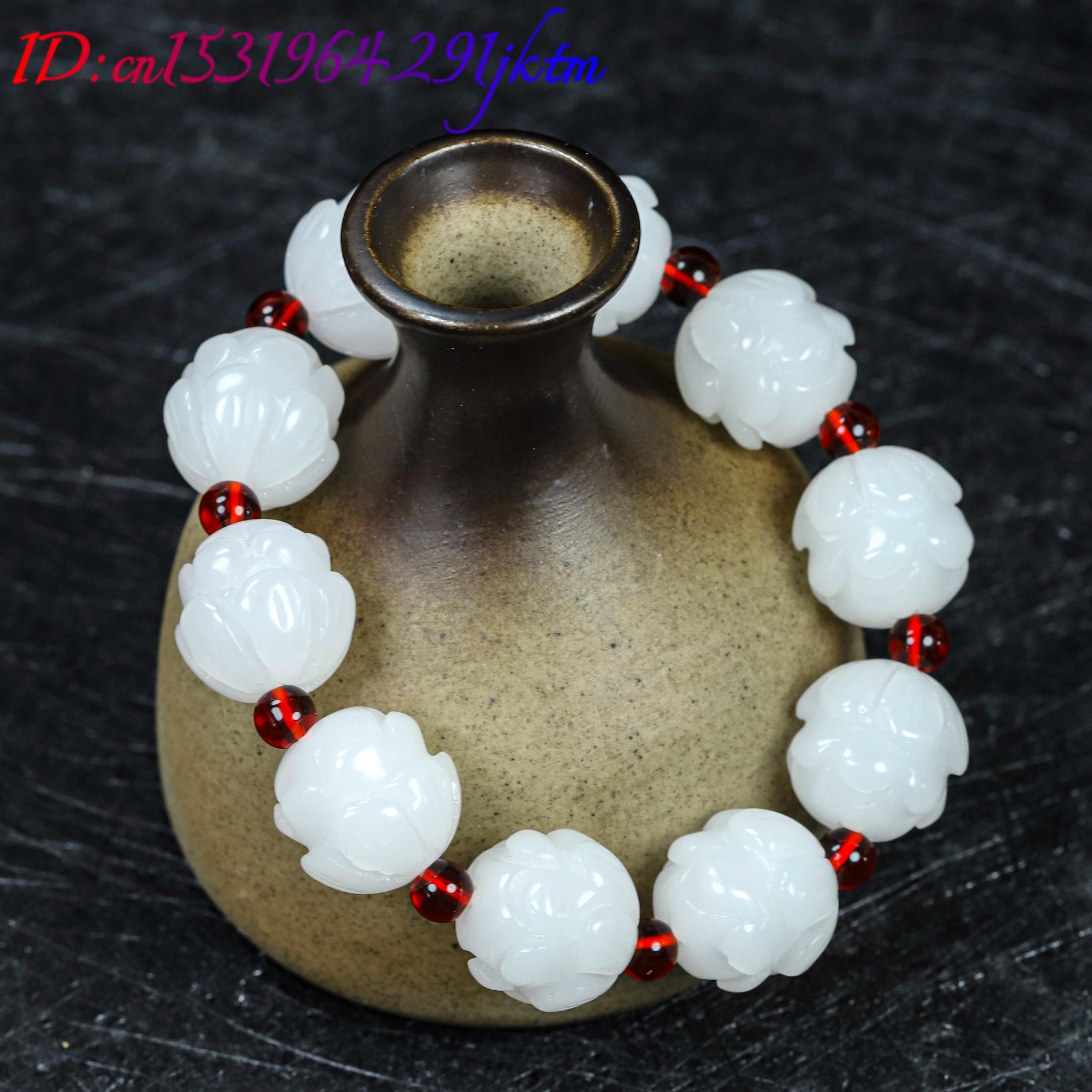 White Real Jade Lotus Bracelet - Women Accessories Bracelet recension och pris