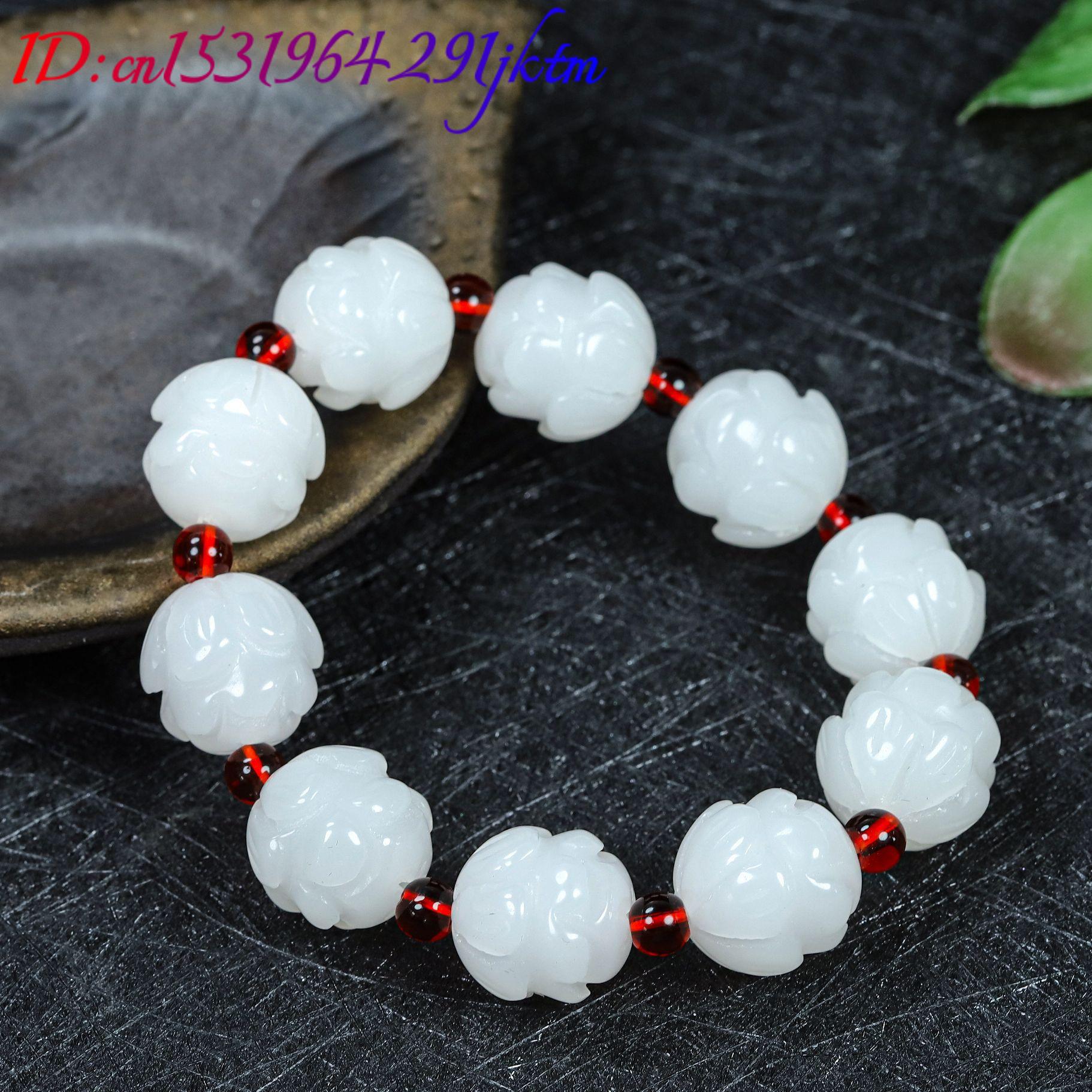 White Real Jade Lotus Bracelet - Women Accessories Bracelet recension och pris