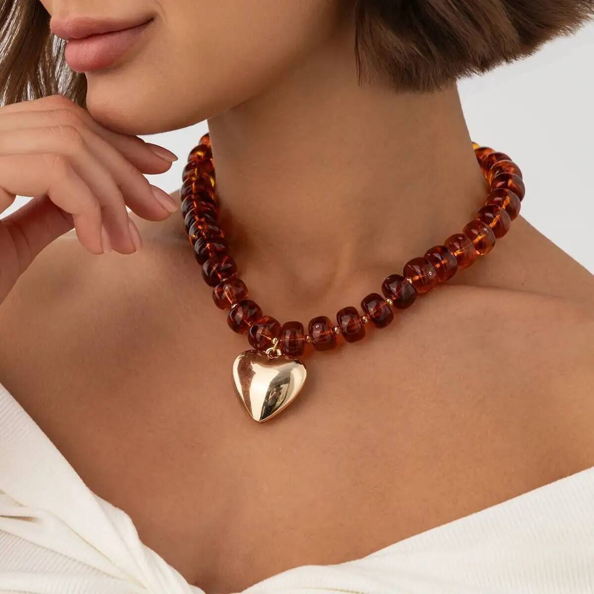 SHIXIN Trendy Amber Acrylic Re - Resin Bangle Bracelet recension och pris