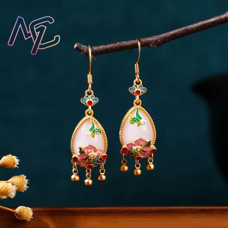 Natural Jade Flower Earrings C - Women Accessories Jewelry recension och pris