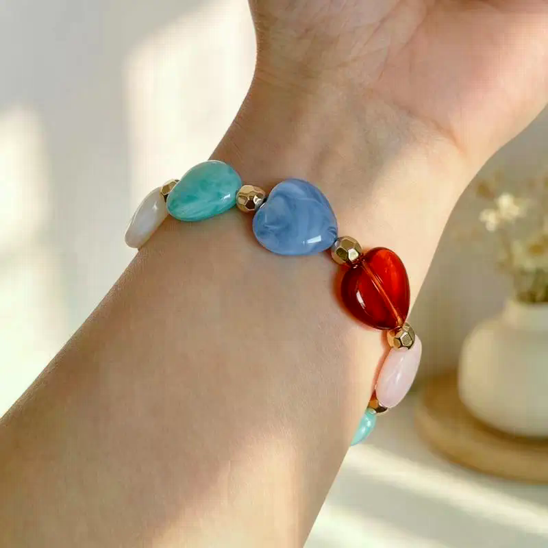Boho Colorful Heart Beads Stre - Resin Bangle Bracelet recension och pris