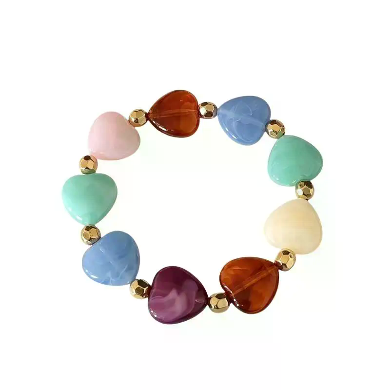 Boho Colorful Heart Beads Stre - Resin Bangle Bracelet recension och pris