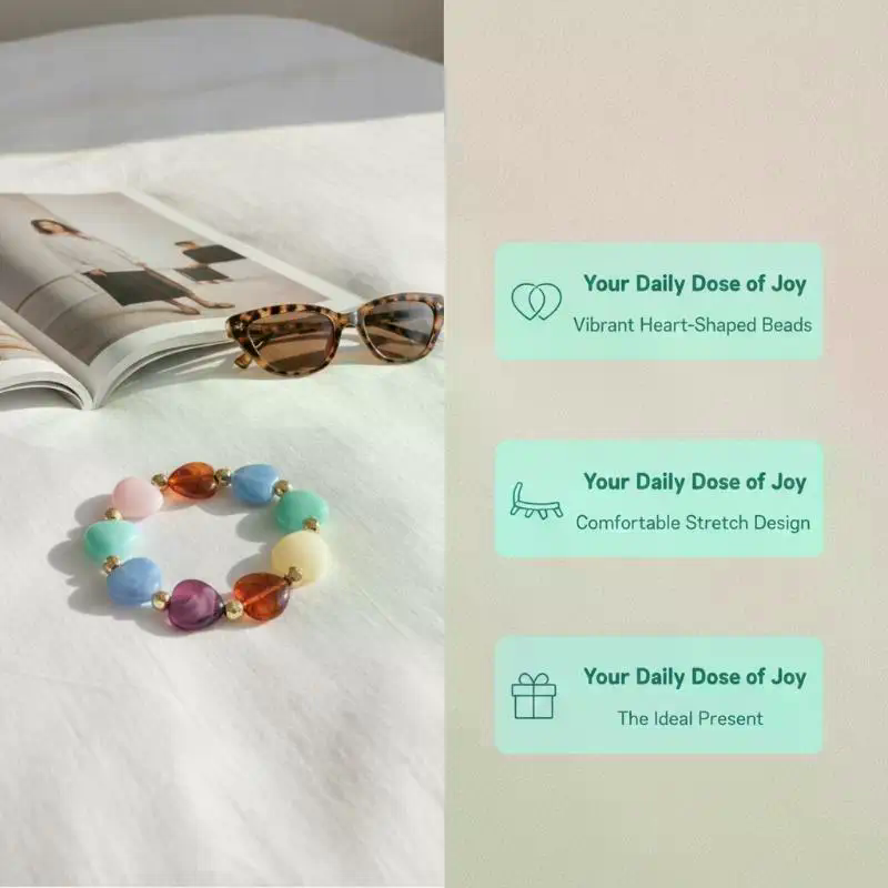 Boho Colorful Heart Beads Stre - Resin Bangle Bracelet recension och pris