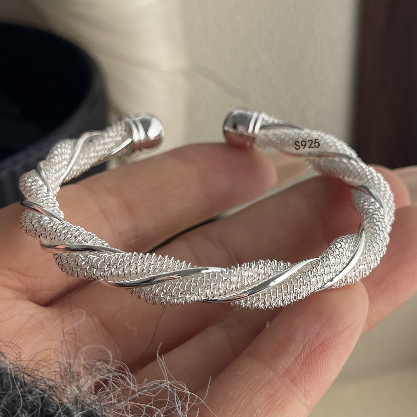 100% Solid 925 Sterling Silver - Resin Bangle Bracelet recension och pris