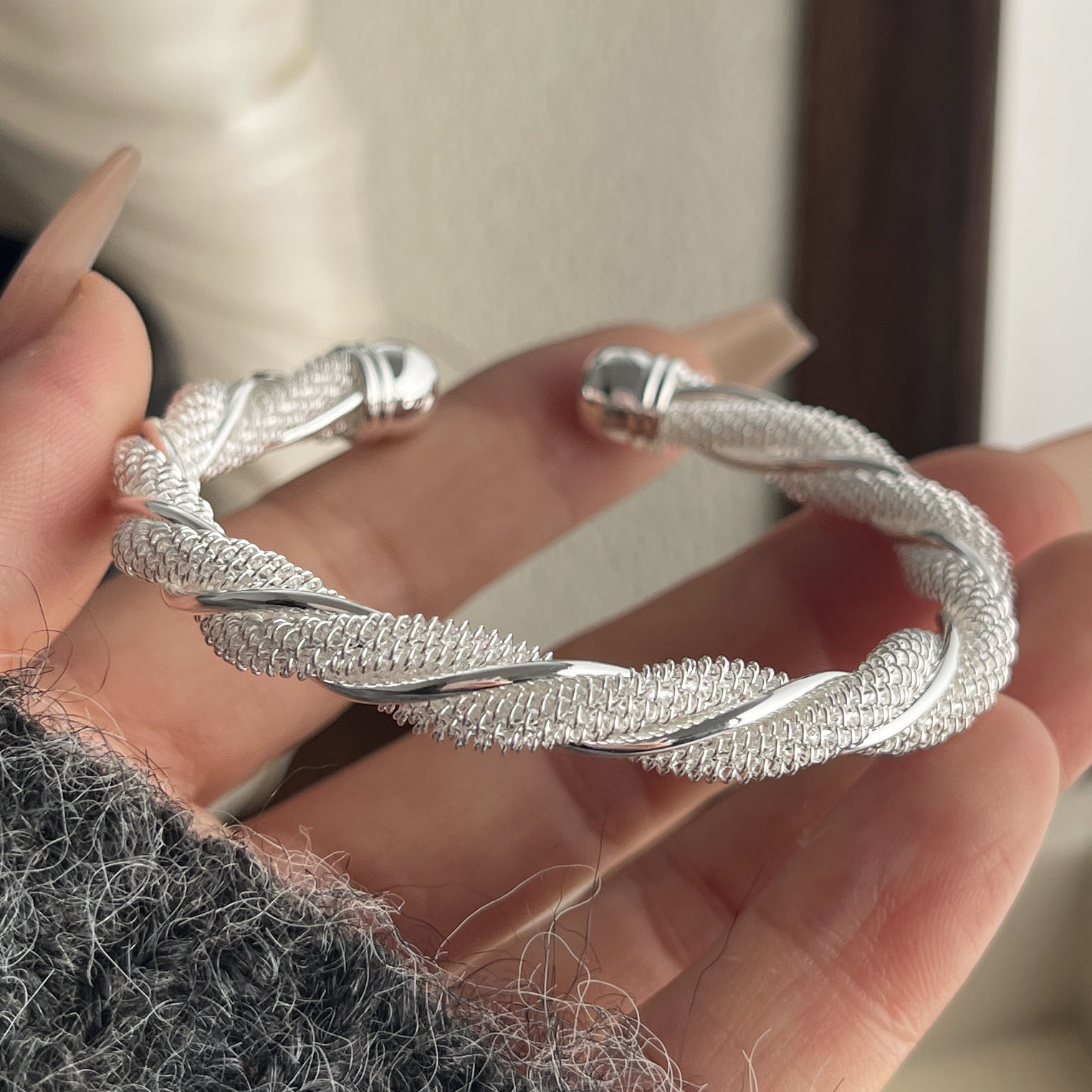 100% Solid 925 Sterling Silver - Resin Bangle Bracelet recension och pris
