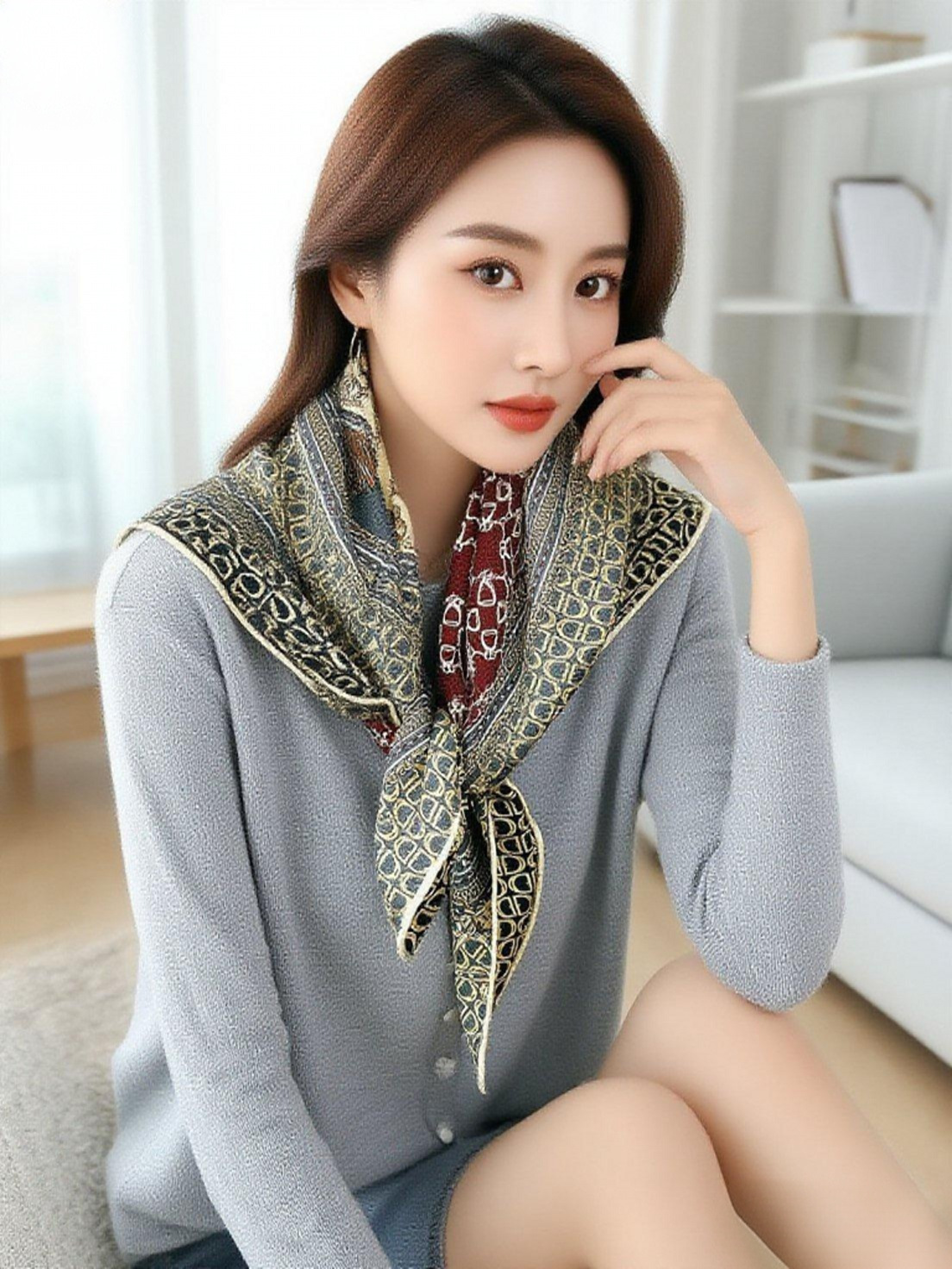 Double Faced Print Wool Scarf  - Accessories Brand For Women recension och pris