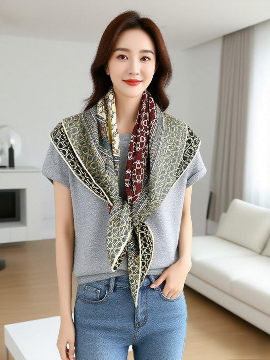 Double Faced Print Wool Scarf  - Accessories Brand For Women recension och pris