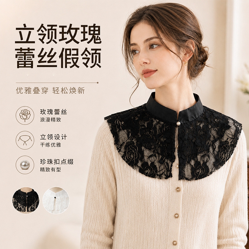 Elegant Lace Floral False Coll - Accessories Woman recension och pris